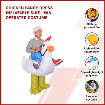 CHICKEN Fancy Dress Inflatable Suit - Fan Operated Costume