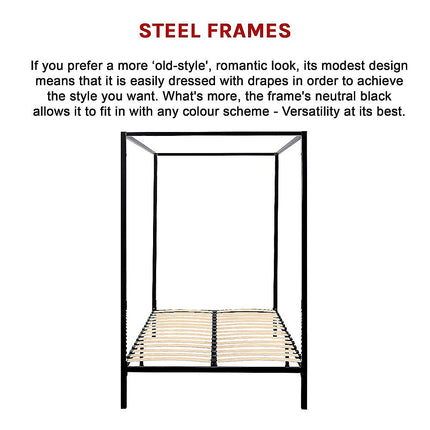 4 Four Poster Queen Bed Frame