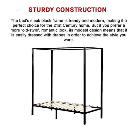 4 Four Poster Single Bed Frame