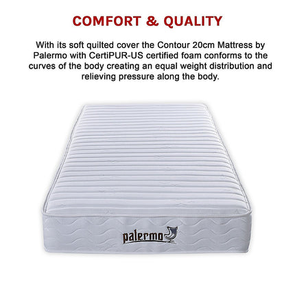 Palermo Contour 20cm Encased Coil King Single Mattress CertiPUR-US Certified Foam