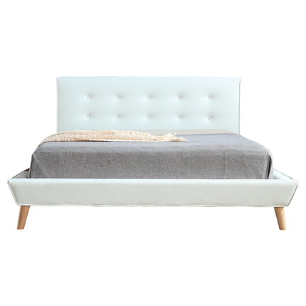 Double PU Leather Deluxe Bed Frame White