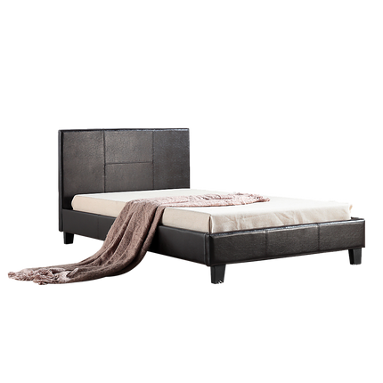 King Single PU Leather Bed Frame Brown