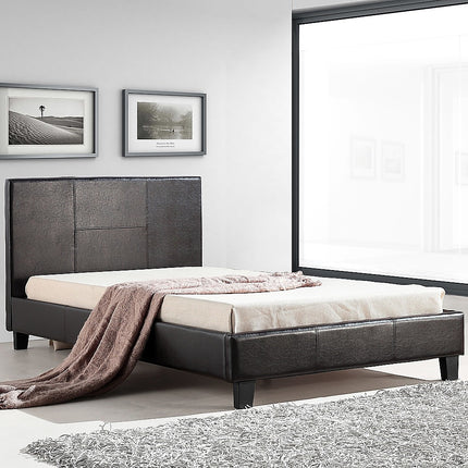 King Single PU Leather Bed Frame Brown