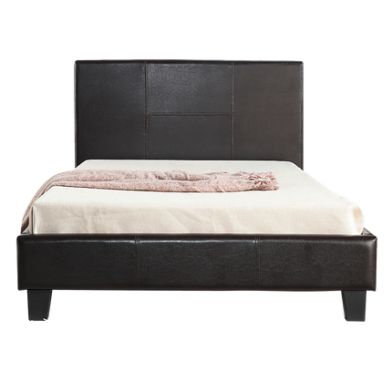 King Single PU Leather Bed Frame Brown