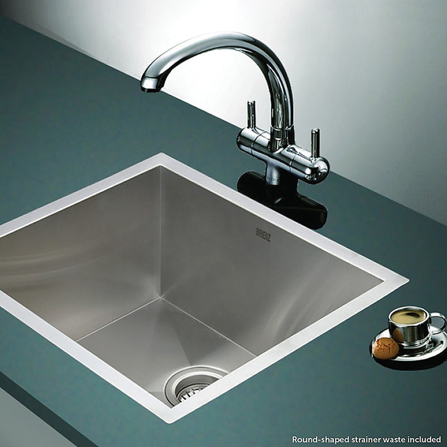 510x450mm Handmade Stainless Steel Undermount / Topmount Kitchen Laundry Sink with Waste