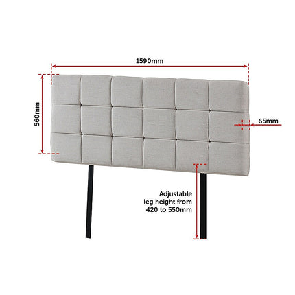 Linen Fabric Queen Bed Deluxe Headboard Bedhead - Beige