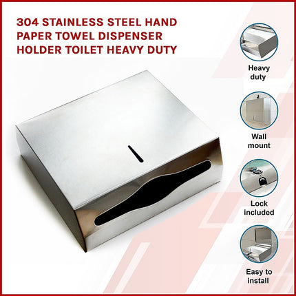 304 Stainless Steel Hand Paper Towel Dispenser Holder Toilet Heavy Duty