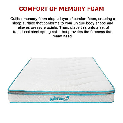 Palermo Queen 20cm Memory Foam and Innerspring Hybrid Mattress