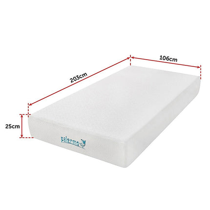 Palermo King Single 25cm Gel Memory Foam Mattress - Dual-Layered - CertiPUR-US Certified