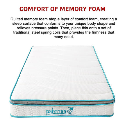 Palermo Single 20cm Memory Foam and Innerspring Hybrid Mattress