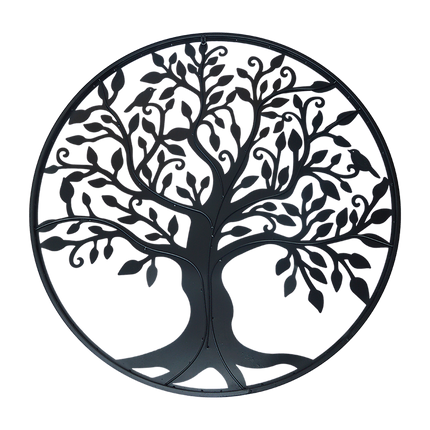 Black Tree of Life Wall Art Hanging Metal Iron Sculpture Garden 60cm