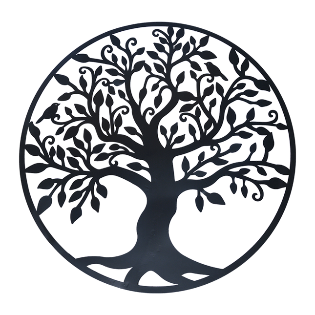 Black Tree of Life Wall Art Hanging Metal Iron Sculpture Garden 99cm