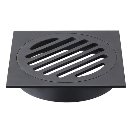 Square Black Floor Grate Drain 110 mm Full Brass Construction