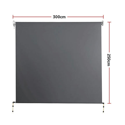 Retractable Straight Drop Roll Down Awning Garden Patio Screen 3.0X2.5M