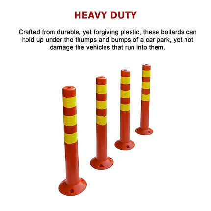 4x Plastic Traffic Bollard Barrier Post Crowd Control Safety