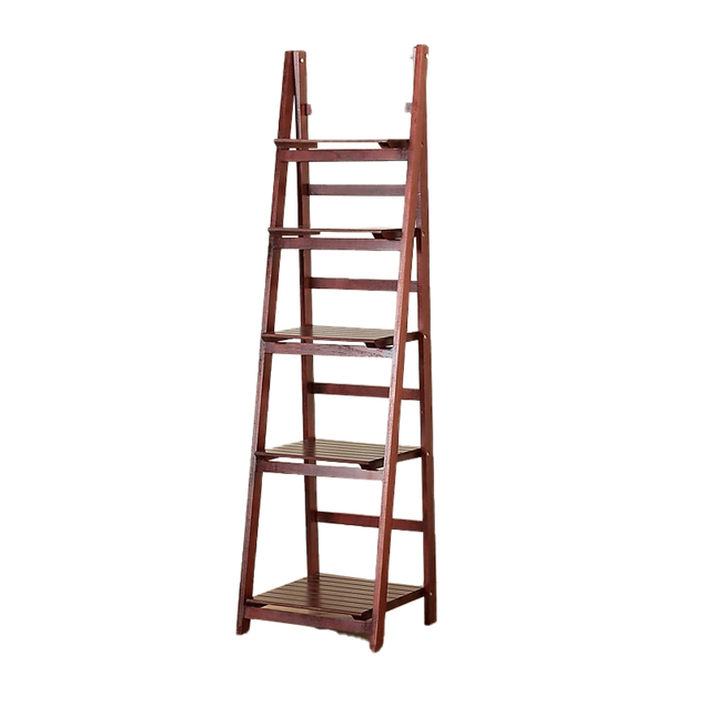 5 Tier Wooden Ladder Shelf Stand Storage Book Shelves Shelving Display Rack
