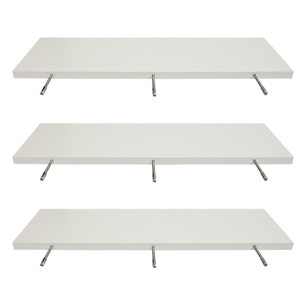 Floating Wall Shelf Wooden Shelves Wall Storage 80cm - White - Pack of 3