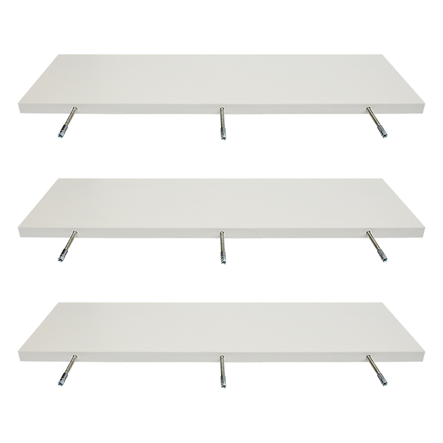 Floating Wall Shelf Wooden Shelves Wall Storage 80cm - White - Pack of 3