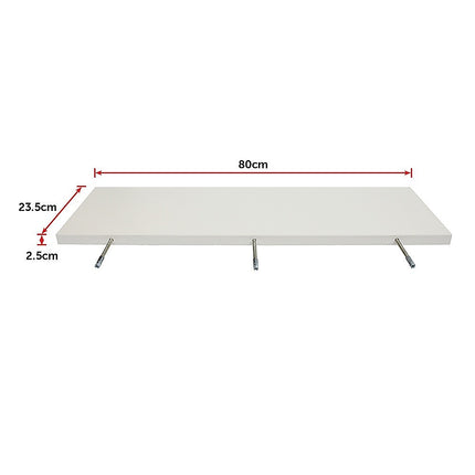 Floating Wall Shelf Wooden Shelves Wall Storage 80cm - White - Pack of 3