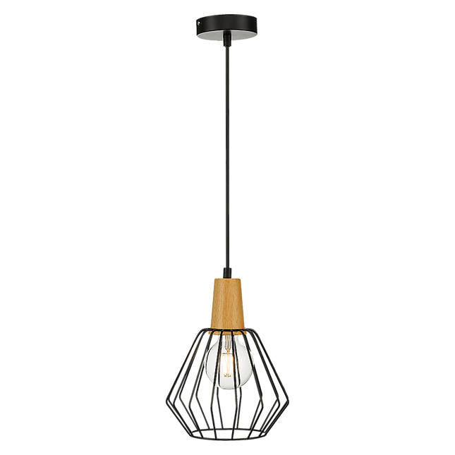 Wood Pendant Light Bar Black Lamp Kitchen Modern Ceiling Lighting