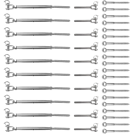 Stainless Steel Wire Rope DIY Balustrade Kit Jaw/Swage Fork Turnbuckle - 10 pack