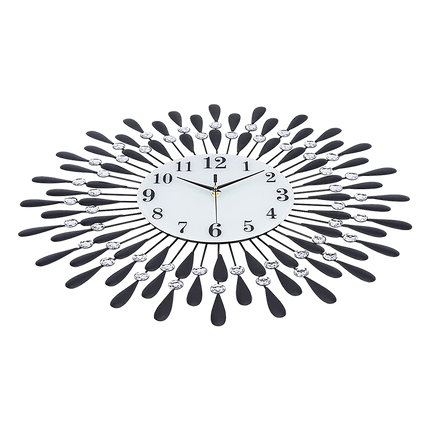 Large Modern 3D Crystal Wall Clock Luxury Art Metal Round Home Decor