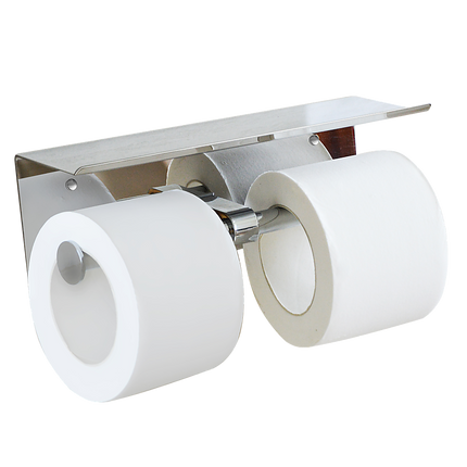 Stainless Steel Double Toilet Paper Holder Towel Roll Tissue Rack Storage Shelf