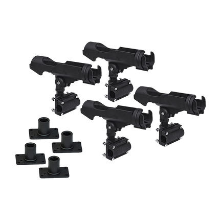 4PC Kayak Boat Fishing Pole Rod Holder Tackle Kit Adjustable Side Rail Mount