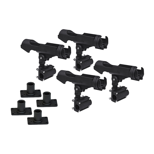 4PC Kayak Boat Fishing Pole Rod Holder Tackle Kit Adjustable Side Rail Mount