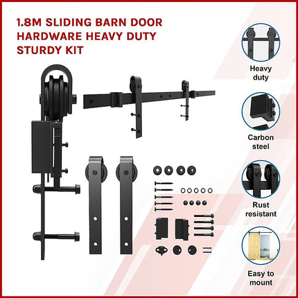 1.8m Sliding Barn Door Hardware Heavy Duty Sturdy Kit