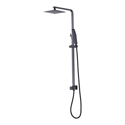 WELS 8" Rain Shower Head Set Square Dual Heads Faucet High Pressure Hand Held