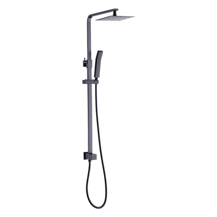 WELS 8" Rain Shower Head Set Square Dual Heads Faucet High Pressure Hand Held