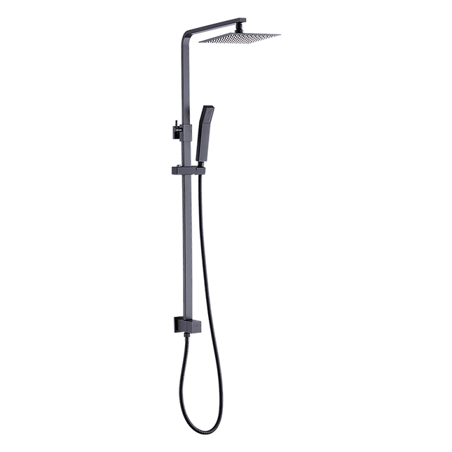 WELS 8" Rain Shower Head Set Square Dual Heads Faucet High Pressure Hand Held