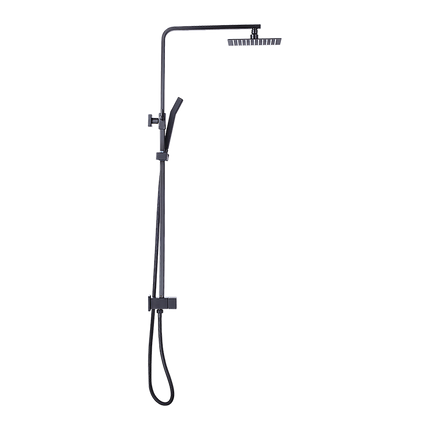 WELS 8" Rain Shower Head Set Square Dual Heads Faucet High Pressure Hand Held