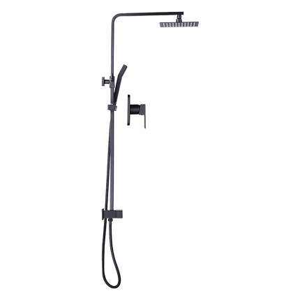 WELS 8" Rain Shower Head Set Square Dual Heads Faucet High Pressure With Mixer