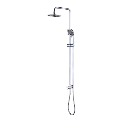 WELS 8" Rain Shower Head Set Rounded Dual Heads Faucet High Pressure Hand Held