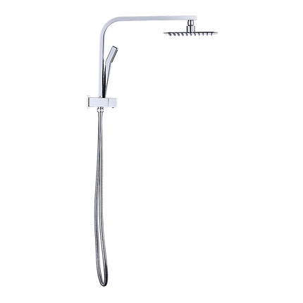 WELS 8" Rain Shower Head Set Square Dual Heads Faucet High Pressure Hand Held