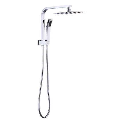 WELS 8" Rain Shower Head Set Square Dual Heads Faucet High Pressure Hand Held