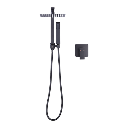 WELS 8" Rain Shower Head Set Square Dual Heads Faucet High Pressure With Mixer