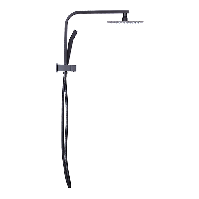 WELS 8" Rain Shower Head Set Square Dual Heads Faucet High Pressure Hand Held