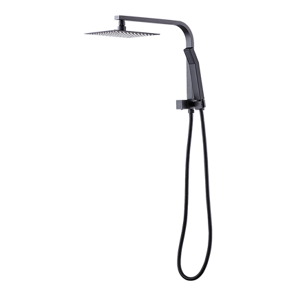 WELS 8" Rain Shower Head Set Square Dual Heads Faucet High Pressure Hand Held