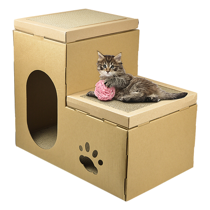 Cat Cardboard House Tree Tower Condo Scratcher Pet Post Pad Mat Furniture