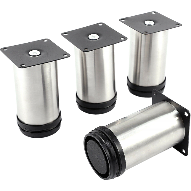 4x 10cm Adjustable Round Cupboard Table Sofa Bed Feet Furniture Leg