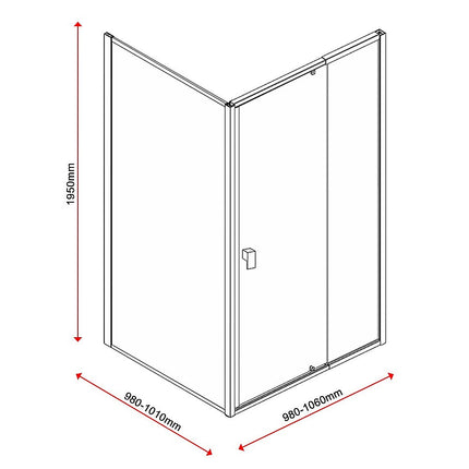 Semi Frameless Shower Screen (98~106)x 195cm & (98~101)x 195cm Side AS/NZS Glass