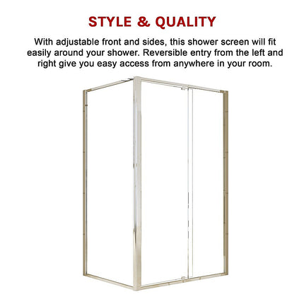 Semi Frameless Shower Screen (114~122)x 195cm & (89~92)x 195cm Side AS/NZS Glass
