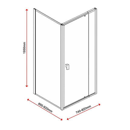 Semi Frameless Shower Screen (74~82)x 195cm & (89~92)x 195cm Side AS/NZS Glass