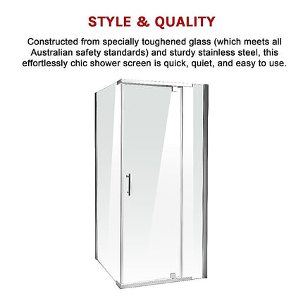 Shower Screen 1000x800x1900mm Framed Safety Glass Pivot Door By Della Francesca