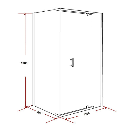 Shower Screen 1200x700x1900mm Framed Safety Glass Pivot Door By Della Francesca