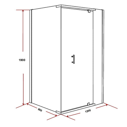 Shower Screen 1200x800x1900mm Framed Safety Glass Pivot Door By Della Francesca