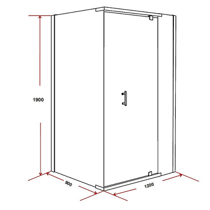 Shower Screen 1200x900x1900mm Framed Safety Glass Pivot Door By Della Francesca
